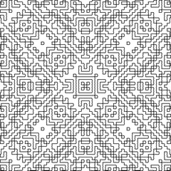 Obraz premium Texture with figures from lines.Abstract background. Black and white color. Repeat pattern. Element design for web page, textures, cover, fabric, textile, card, poster. Repeating design.