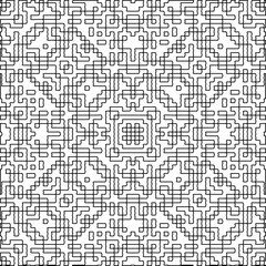 Texture with figures from lines.Abstract background. Black and white color. Repeat pattern. Element design for web page, textures, cover, fabric, textile, card, poster. Repeating design.