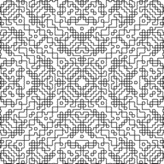 Texture with figures from lines.Abstract background. Black and white color. Repeat pattern. Element design for web page, textures, cover, fabric, textile, card, poster. Repeating design.