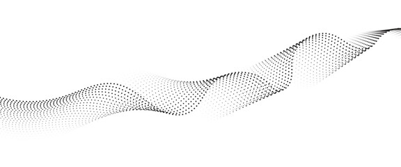 Flowing Dot Wave halftone gradient pattern on transparent background	
