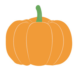 Pumpkin isolated on white background. Cute autumn and Halloween clipart.