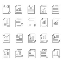 Financial Report Document Icon Outline Set