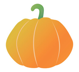 Pumpkin isolated on white background. Cute autumn and Halloween clipart.