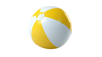 Vibrant yellow and white beach ball, a symbol of summer fun beachside joy bright.