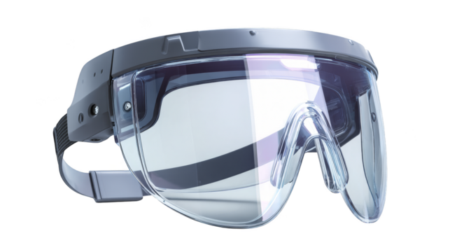 Clear safety goggles, essential eye protection for enhanced vision and in work environments.