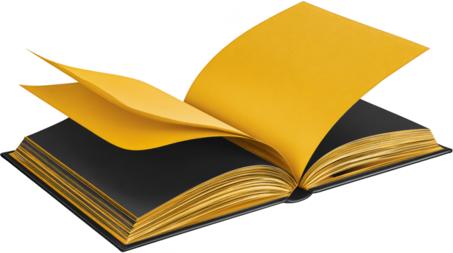 Bright yellow book with a classic black cover, study in contrast and minimalist design.