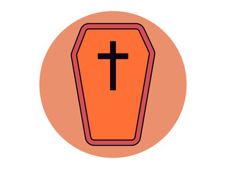 Fototapeta premium Coffin icon. Halloween colour vector design. Flat vector illustration concept.