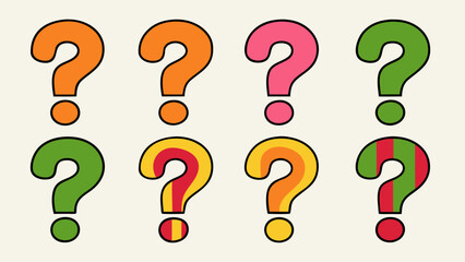 Naklejka premium A vibrant collection of question mark symbols presented in a modern colorful design suitable for communication and inquiry applications