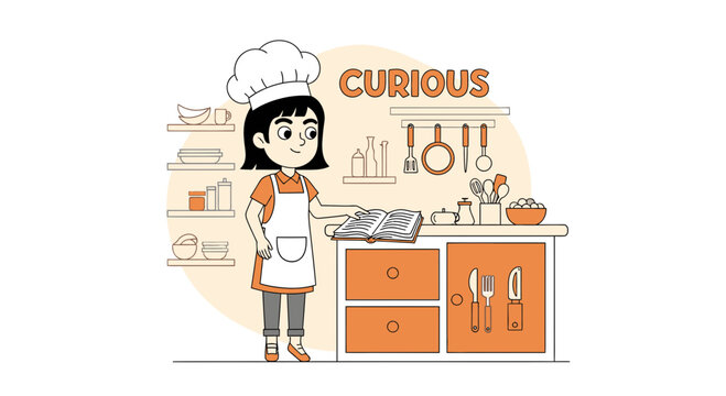 Young Chef Exploring New Recipes In Kitchen With Curiosity Mindset