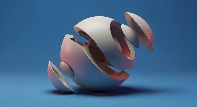 Abstract sphere design with geometric shapes 3d rendering
