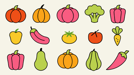 Contemporary abstract art poster collection featuring stylized vegetable forms in a modern color palette of black yellow cyan and magenta