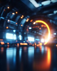 Abstract futuristic portal concept with bokeh