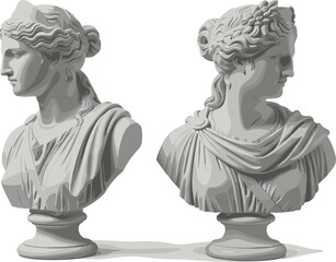Greek marble statue set on transparent background.