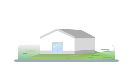 Illustration of a modern house with a garden isolated on white background