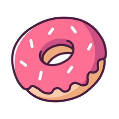 Pink donut isolated on white background