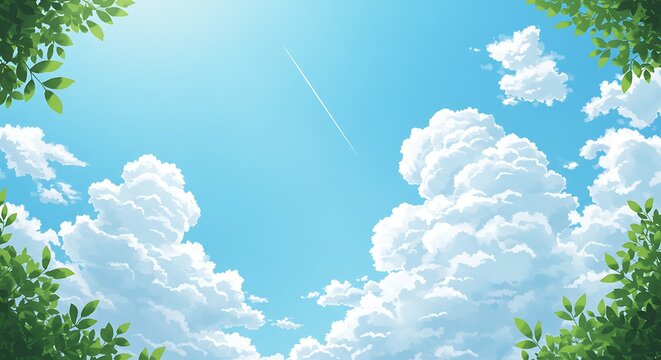 Beautiful Summer Sky with Fluffy Clouds - Powered by Adobe