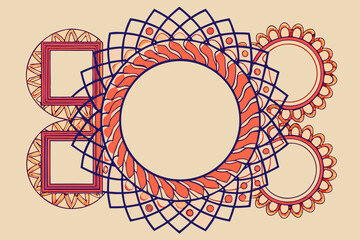 Elegant ethnic mandala frames with floral motifs and geometric patterns perfect for invitations, cards, or decorative borders