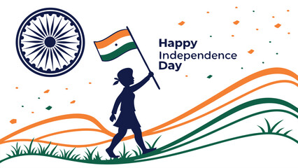 Child holding flag independence day