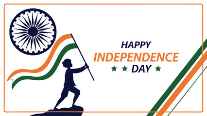 Fototapeta premium Child holding indian flag independence day
