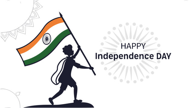 Flag raising graphic illustration