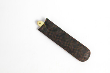 small pouch beard trimmer container isolated on white background