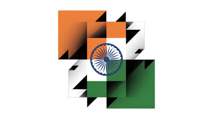 Abstract Indian Flag, Geometric Tricolor, Ashoka Chakra Modern, India National Identity, Digital Flag Art

