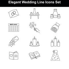 Modern Wedding Essentials Icons vector illustration on white background 