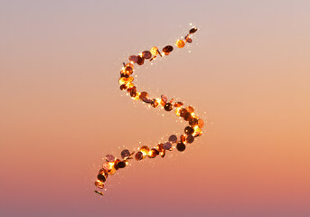 Golden confetti stream abstract design