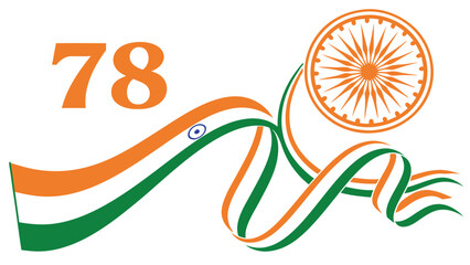 Obraz premium Indian flag 78 years independence anniversary graphic