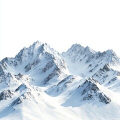 Fototapeta premium Snowy mountain peaks landscape isolated on white background