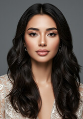 Naklejka premium Portrait of Young Beautiful Indian Female Model – Natural Beauty and Cultural Elegance 