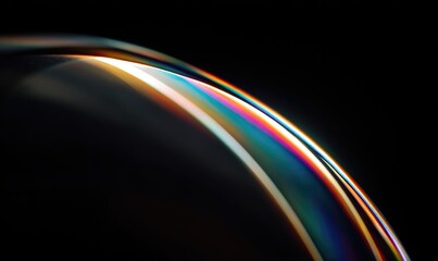 Abstract iridescent bubble shape on black background