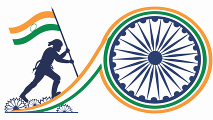 Silhouette person carrying flag nationalistic theme