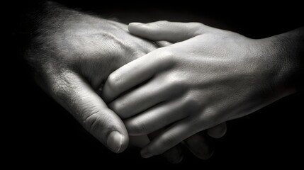 Two hands clasped together in a close-up image.