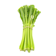 A bunch of fresh green vegetables, possibly bok choy, on a transparent background.