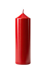 Red cylindrical candle, smooth surface