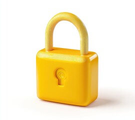 Naklejka premium A vibrant, golden padlock illustration on a clean white background