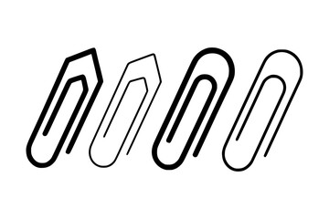 Fototapeta premium Set of Minimalist Black and White Isolated Paper Clips