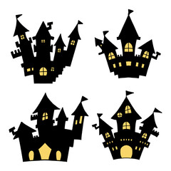 Halloween, castle silhouette illustration