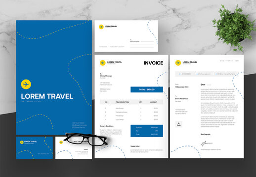 Blue And YellowTravel Stationery Set