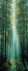 Naklejka premium Lush green forest pathway