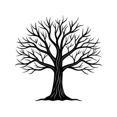 Obraz premium Stylized Tree Silhouette Vector Minimal Nature Design for Logo Creation, Tattoos, and Wall Prints