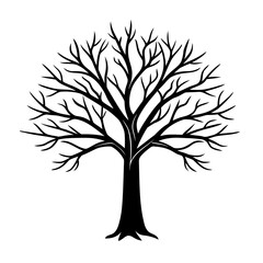 Obraz premium Stylized Tree Silhouette Vector Minimal Nature Design for Logo Creation, Tattoos, and Wall Prints