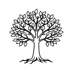 Obraz premium Stylized Tree Silhouette Vector Minimal Nature Design for Logo Creation, Tattoos, and Wall Prints