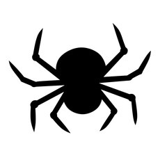 Vector silhouette of a spider with eight legs in solid black. Great for Halloween, horror themes, or insect-related graphic element