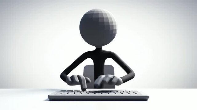 Animated stick figure furiously typing at a keyboard