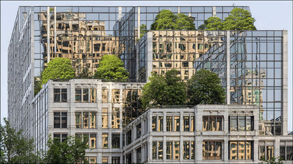 High-Rise Office Building with Green Glazed Glass Panels
