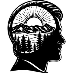 Man profile silhouette facing right simple line art