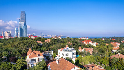 Coastal Cityscape with Modern and Traditional Architecture