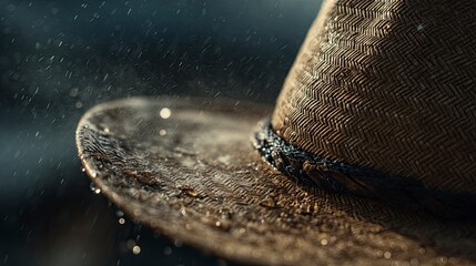 Wet brown hat closeup